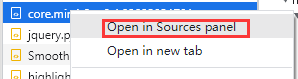 Open in Sources panel